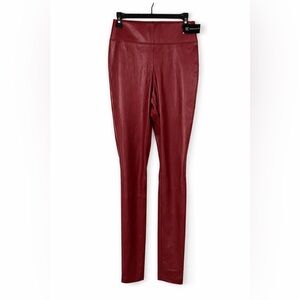 INC International Concepts Burgundy Faux Leather Leggings High Rise Skinny nwt